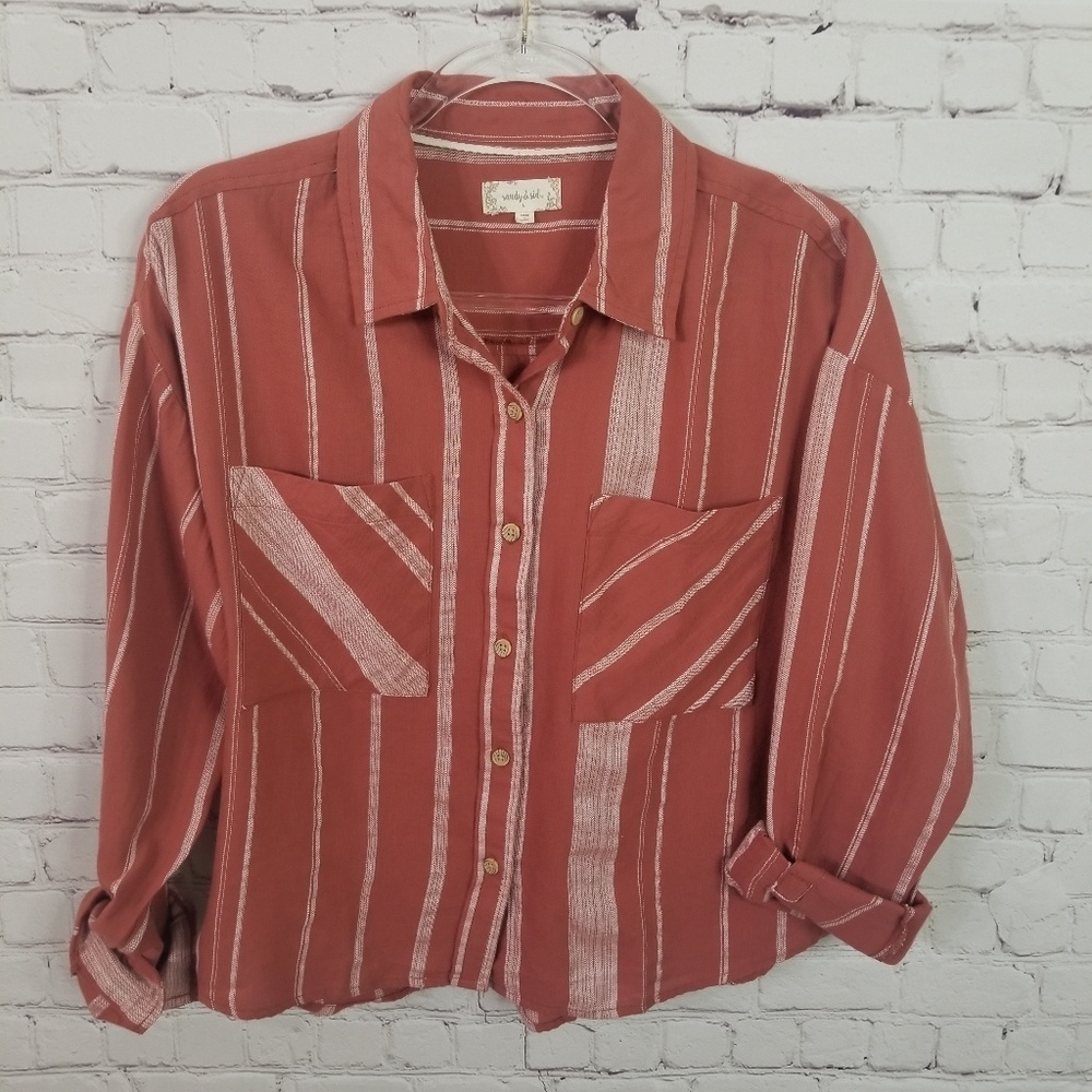 Sandy & Sid striped button down shirt NWT size L - Picture 2 of 6